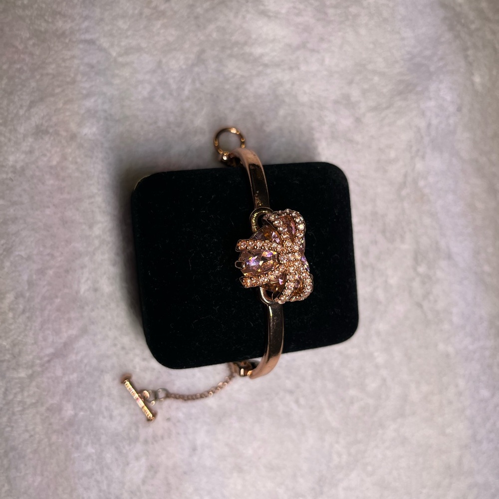 Rose Gold Pink Heart Crystal Bracelet by Betsey Johnson